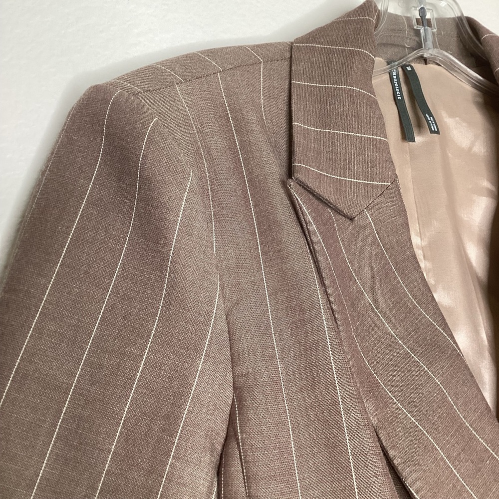 Anthropologie Brown Double Breasted Striped Blazer XXS - Picture 7 of 10